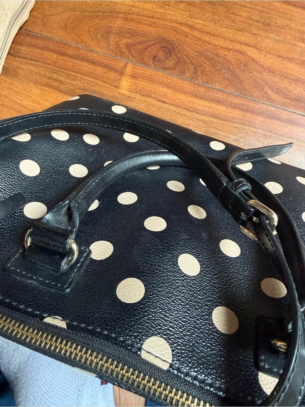 kate spade Black and Cream Polka Dot Shoulder Bag